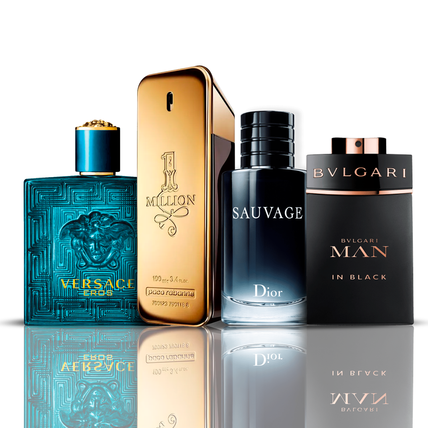 Sada 4 parfémů - Eros Versace + One Million Paco Rabanne + Bvlgari Man in Black + Sauvage Dior 100ML