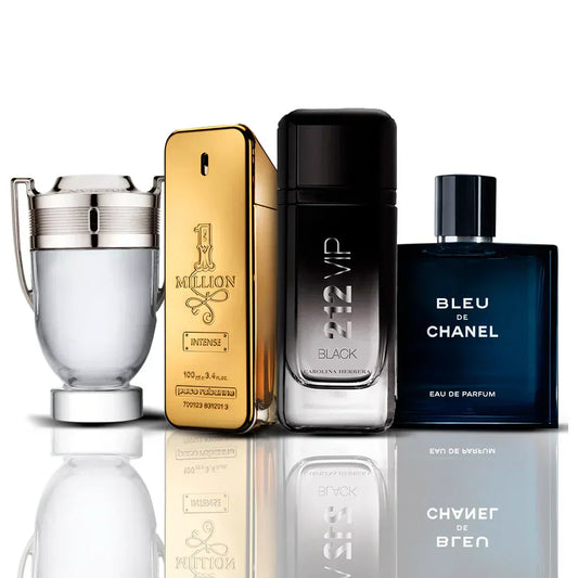 Sada 4 parfémů - Invictus + One Million + 212 VIP Black + Bleu de Chanel 100ML.